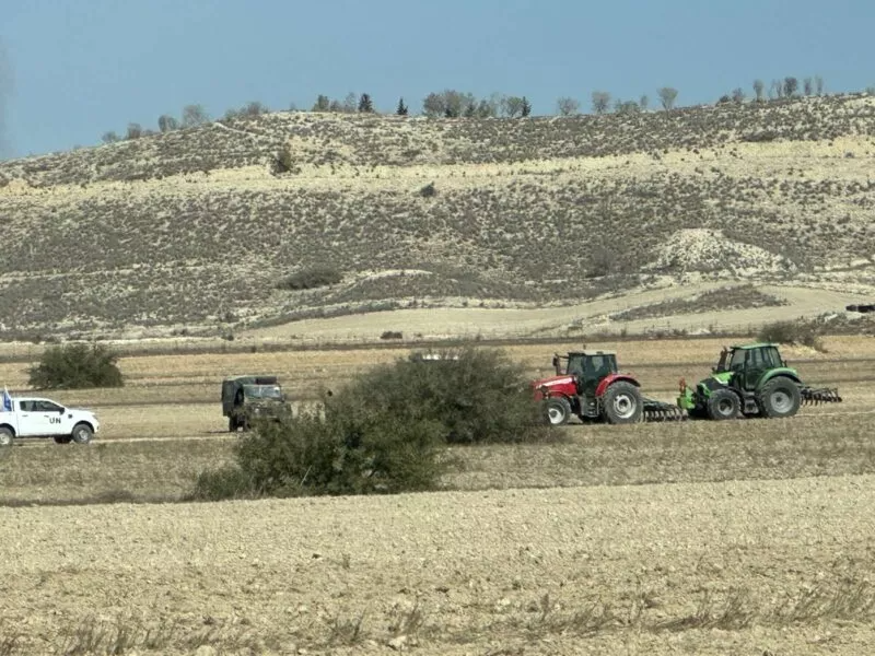 Deneia — Turkish Military Vehicle Blocks Greek Cypriot Farmers in Deneia